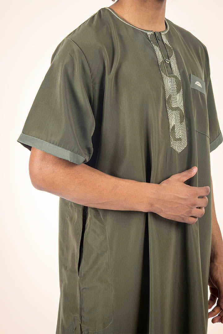 Qamis manches courtes kaki 4