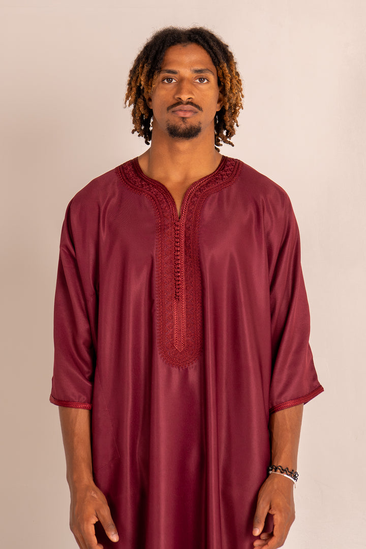 Gandoura bordeaux pour homme