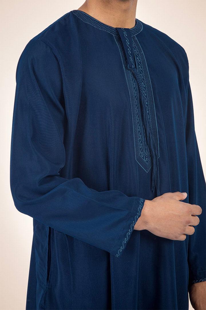 Qamis émirati bleu marine homme