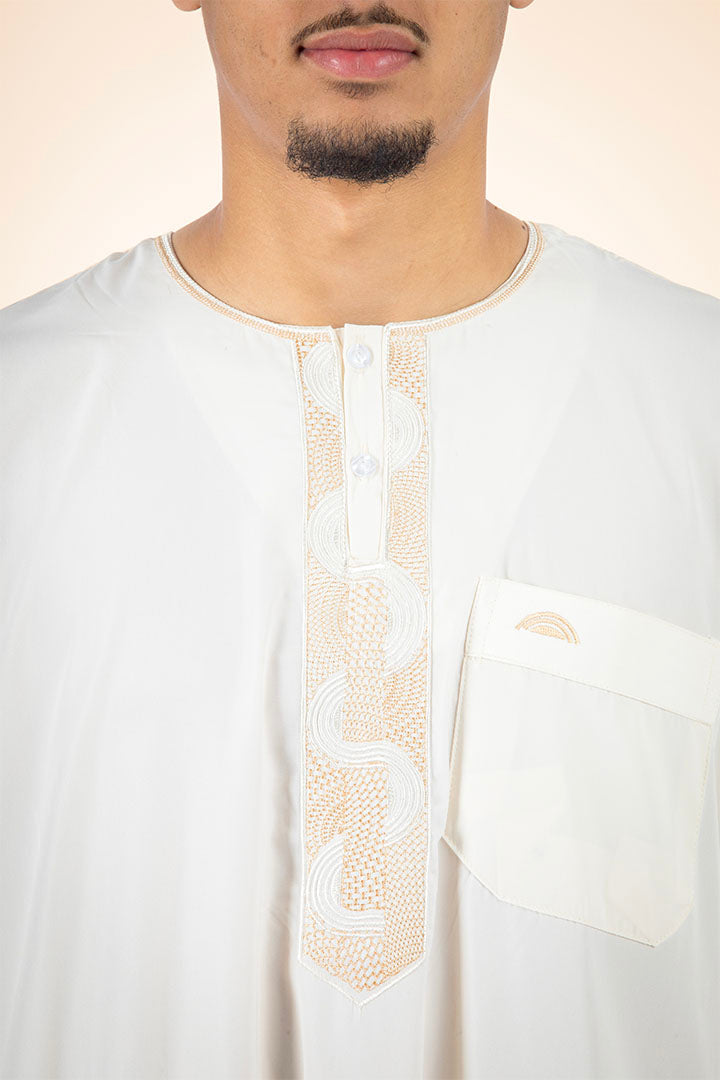 Qamis manches courtes beige homme