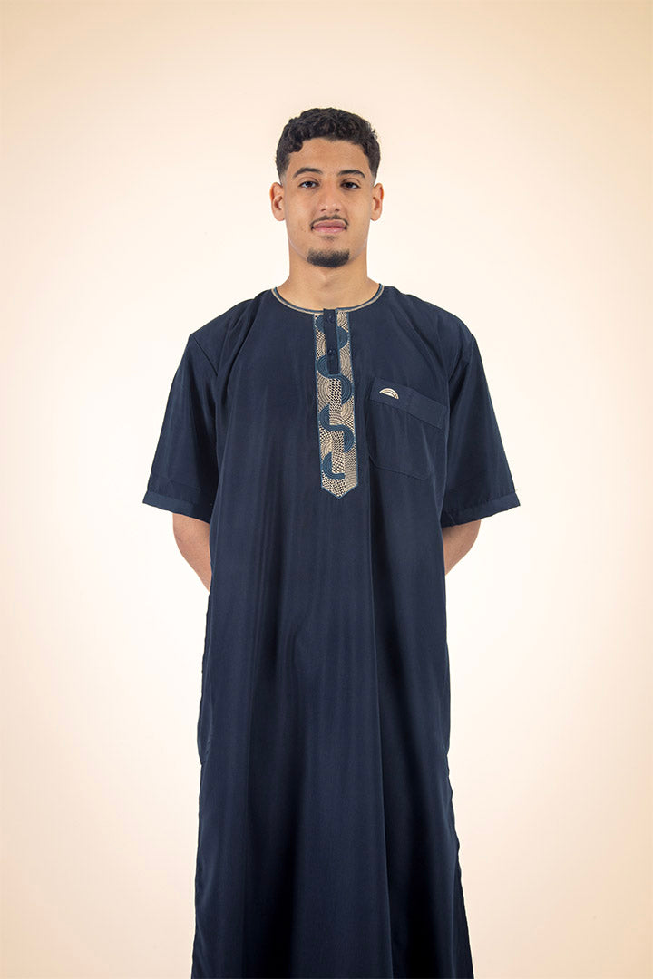 Qamis manche courte bleu marine