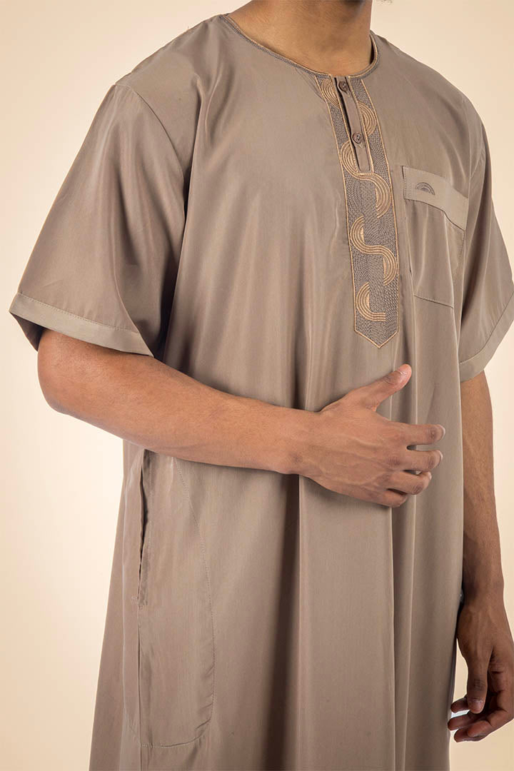 Qamis manches courtes camel pour homme