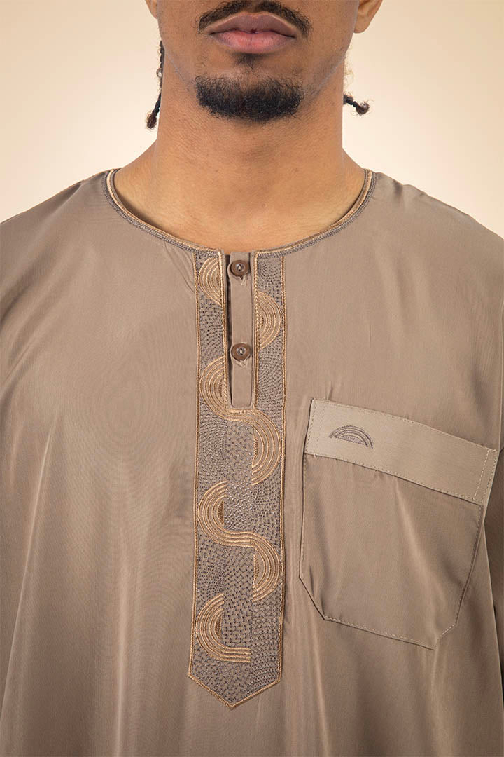 Qamis manches courtes camel