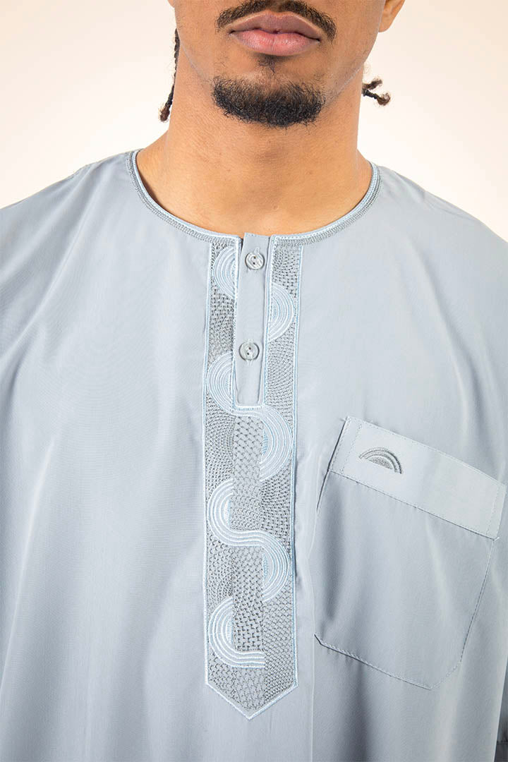 Qamis manches courtes gris pour homme