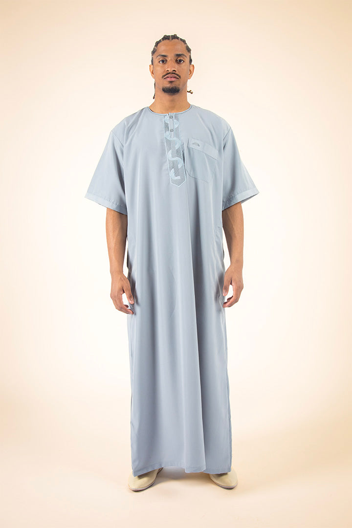 Qamis manche courte gris