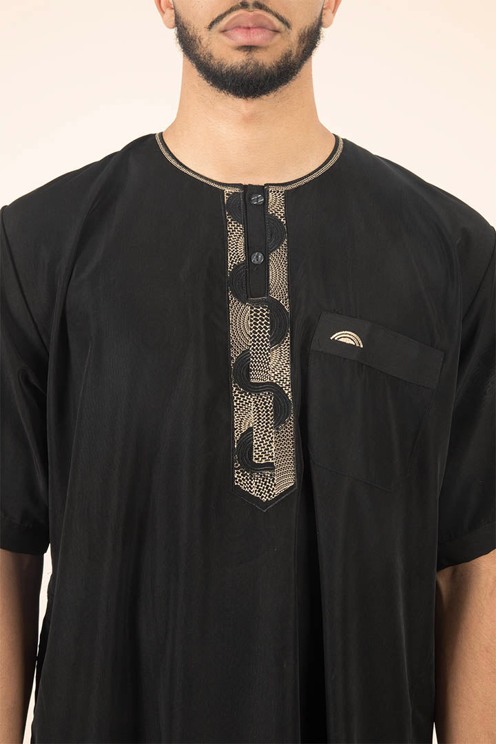 Qamis manches courtes noir homme