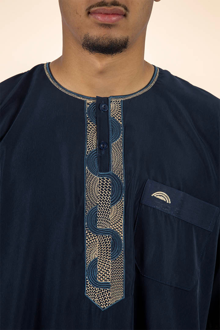 Qamis manches courtes bleu marine pour homme