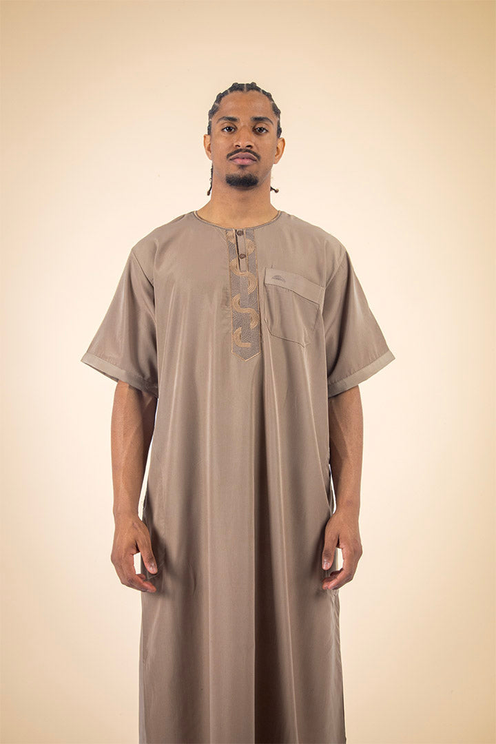 Qamis manches courtes camel