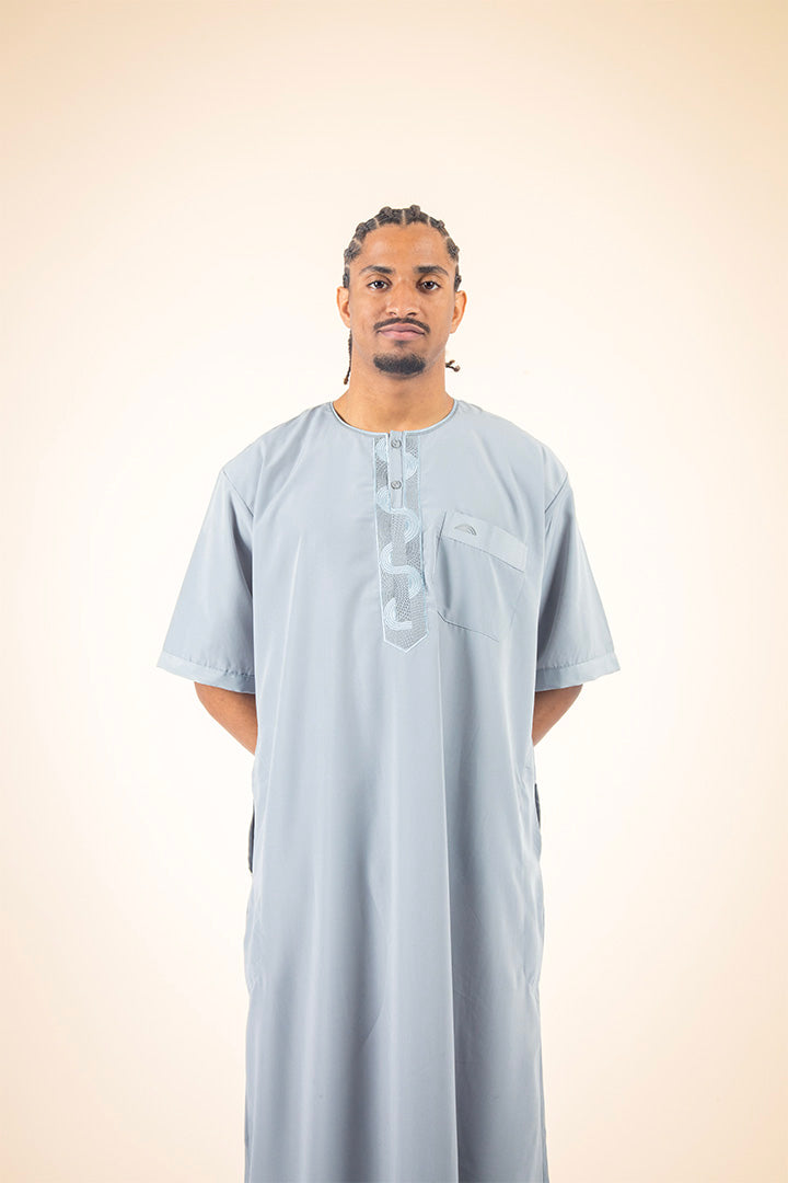 Qamis manches courtes gris