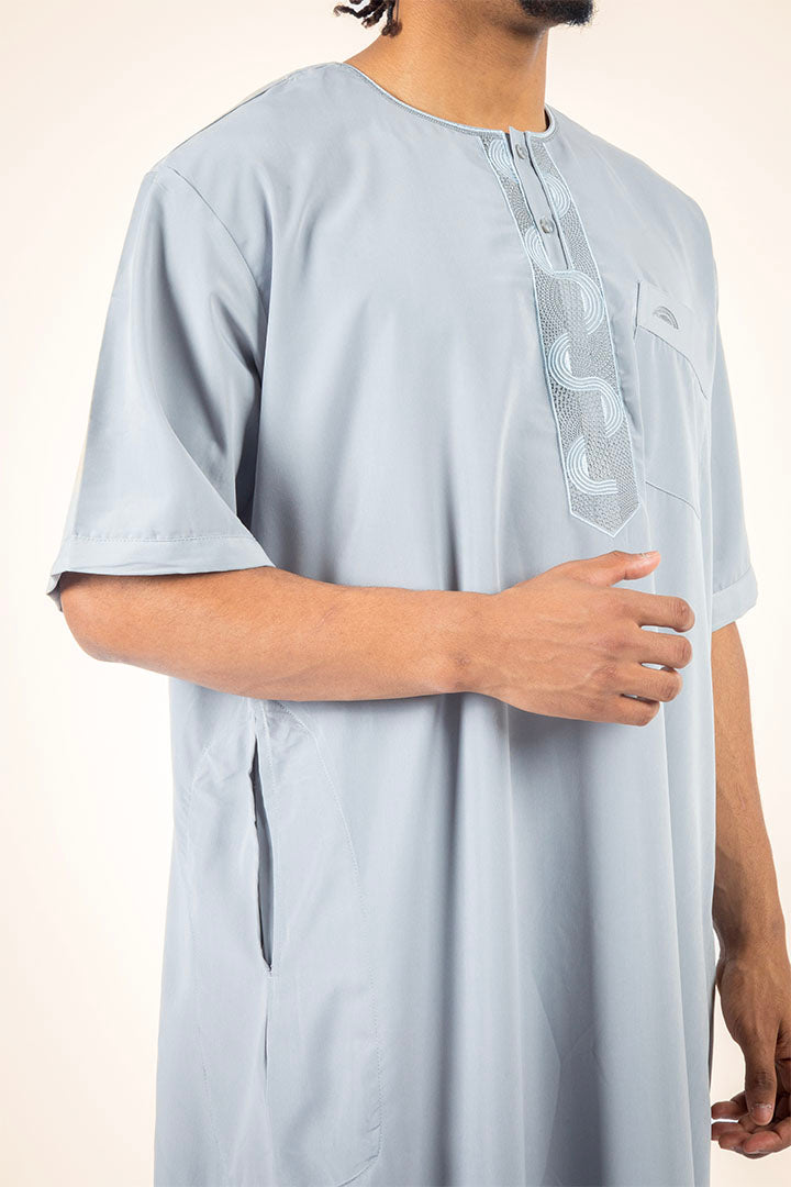 Qamis manches courtes gris